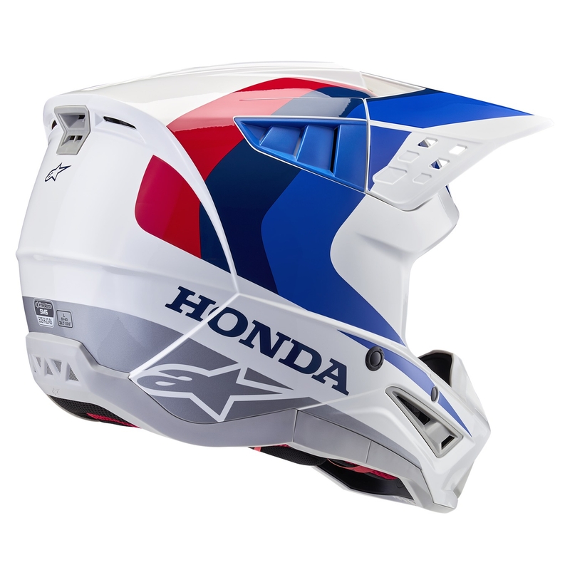 Colecția de căști motocross Alpinestars S-M5 Honda alb-albastru-roșu