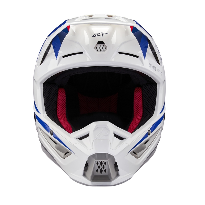 Colecția de căști motocross Alpinestars S-M5 Honda alb-albastru-roșu