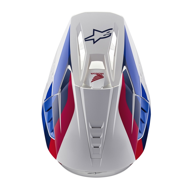 Colecția de căști motocross Alpinestars S-M5 Honda alb-albastru-roșu