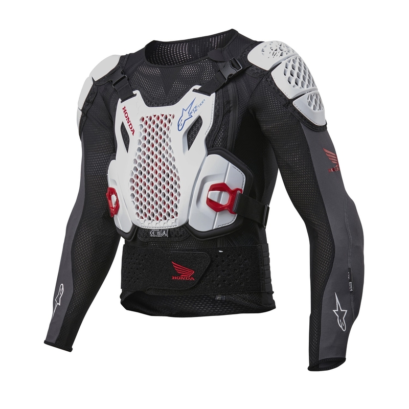 Colecția de protecție corporală Alpinestars Bionic Plus 2 Honda alb-albastru-roșu-negru