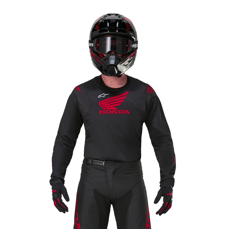 Tricou Motocross Alpinestars Racer Iconic Honda Collection Negru-Roșu