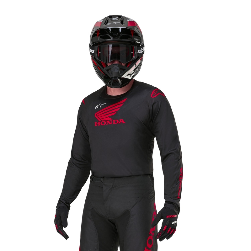 Tricou Motocross Alpinestars Racer Iconic Honda Collection Negru-Roșu