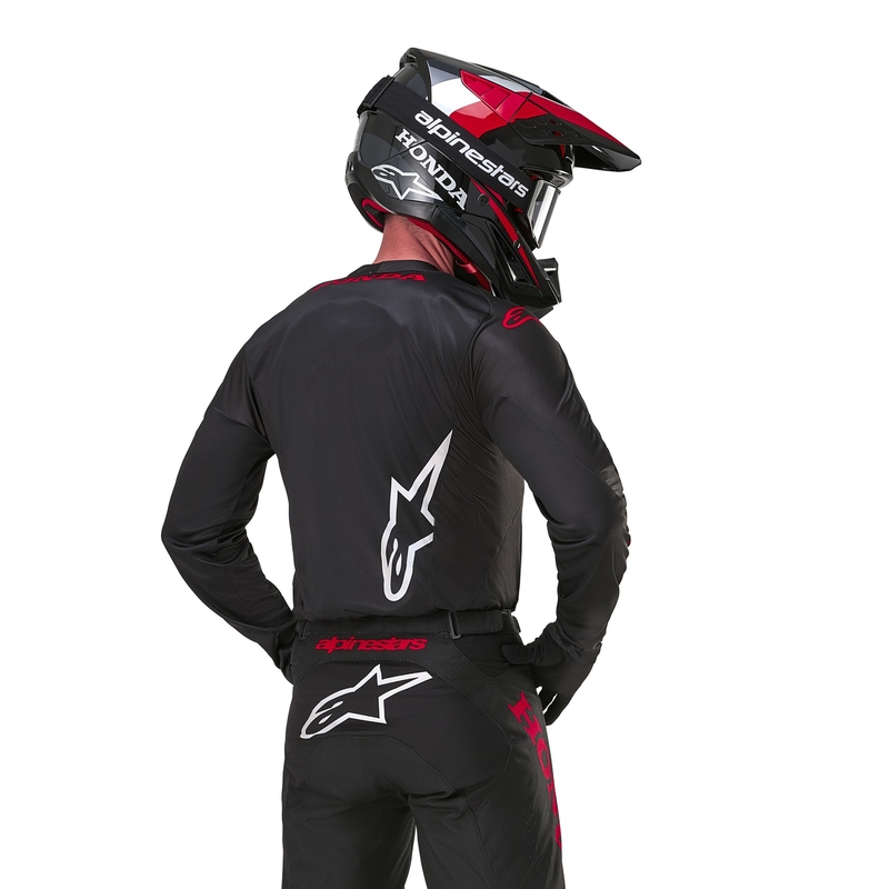 Tricou Motocross Alpinestars Racer Iconic Honda Collection Negru-Roșu