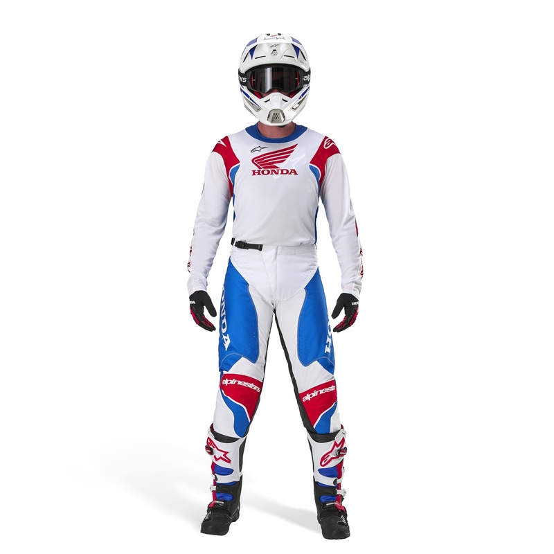 Tricou de motocross Alpinestars Racer Iconic Honda colecție alb-albastru-roșu-negru