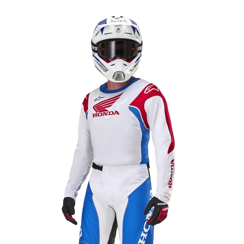 Tricou de motocross Alpinestars Racer Iconic Honda colecție alb-albastru-roșu-negru