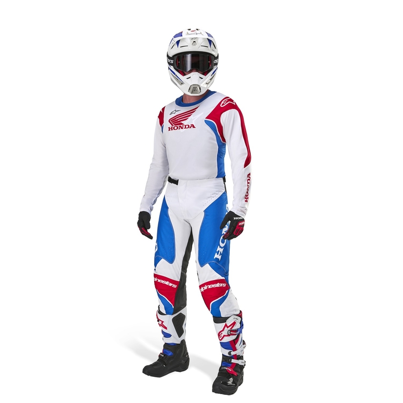 Tricou de motocross Alpinestars Racer Iconic Honda colecție alb-albastru-roșu-negru