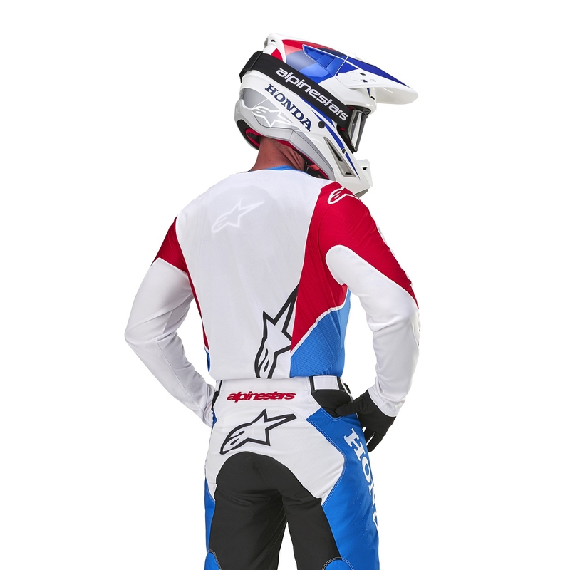 Tricou de motocross Alpinestars Racer Iconic Honda colecție alb-albastru-roșu-negru