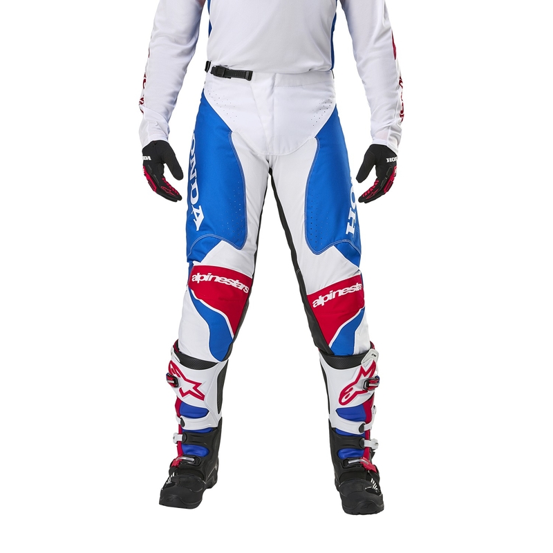 Pantaloni motocross Alpinestars Racer Iconic Honda colectia alb-albastru-rosu-negru