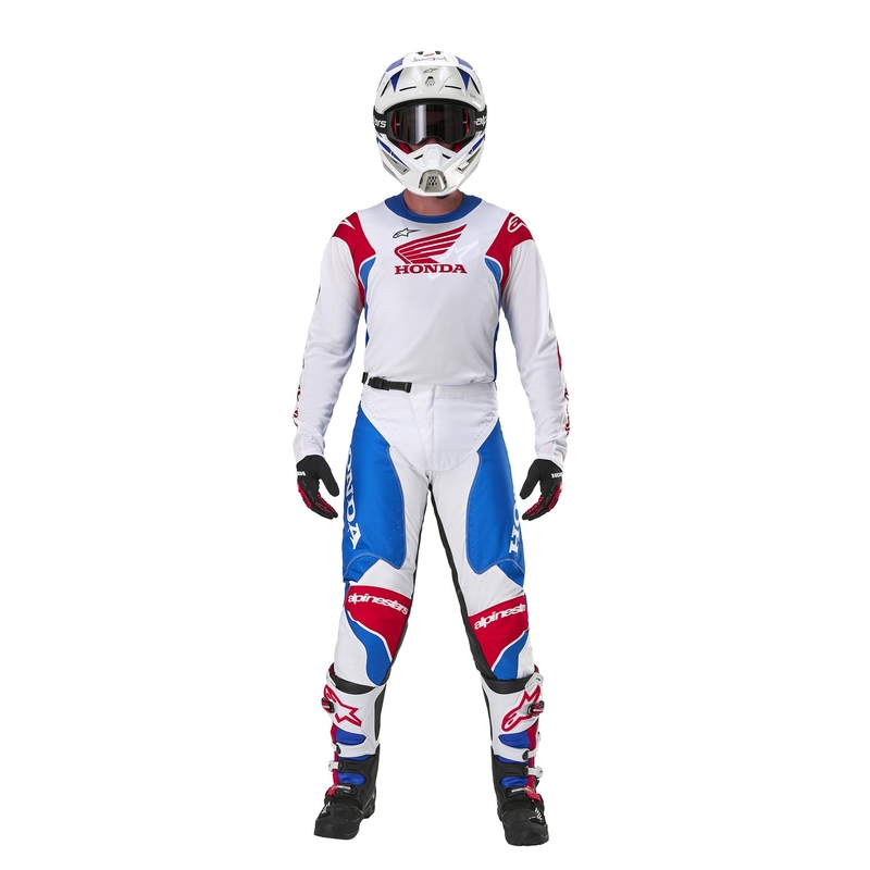Pantaloni motocross Alpinestars Racer Iconic Honda colectia alb-albastru-rosu-negru