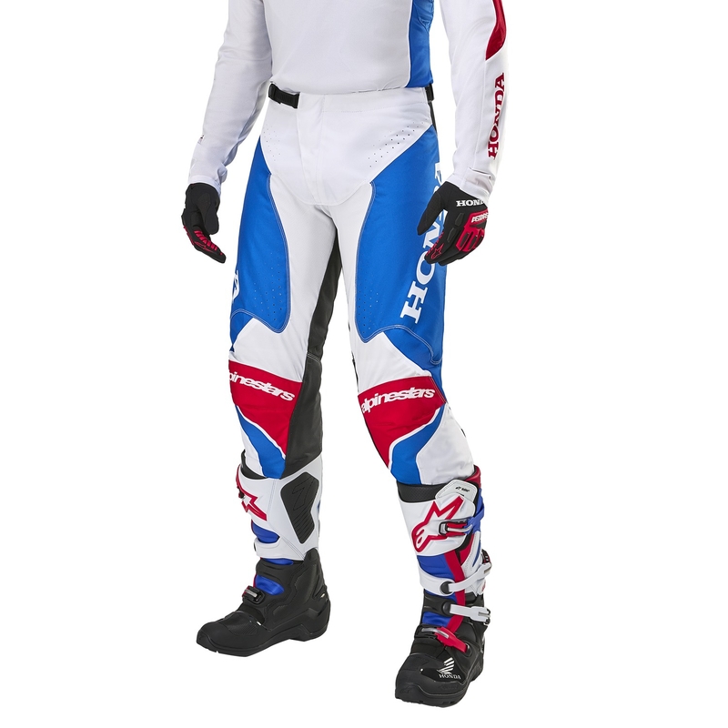 Pantaloni motocross Alpinestars Racer Iconic Honda colectia alb-albastru-rosu-negru