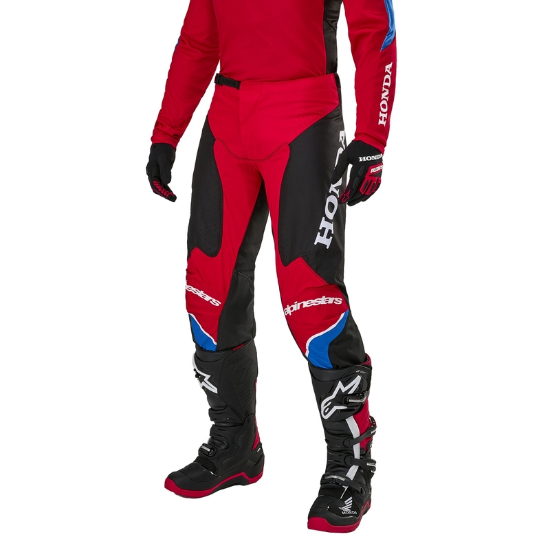 Colectia de pantaloni Alpinestars Racer Iconic Honda Motocross Rosu-Negru-Albastru-Alb
