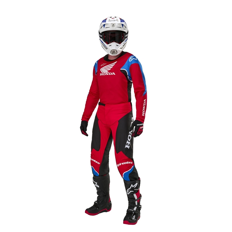 Colectia de pantaloni Alpinestars Racer Iconic Honda Motocross Rosu-Negru-Albastru-Alb