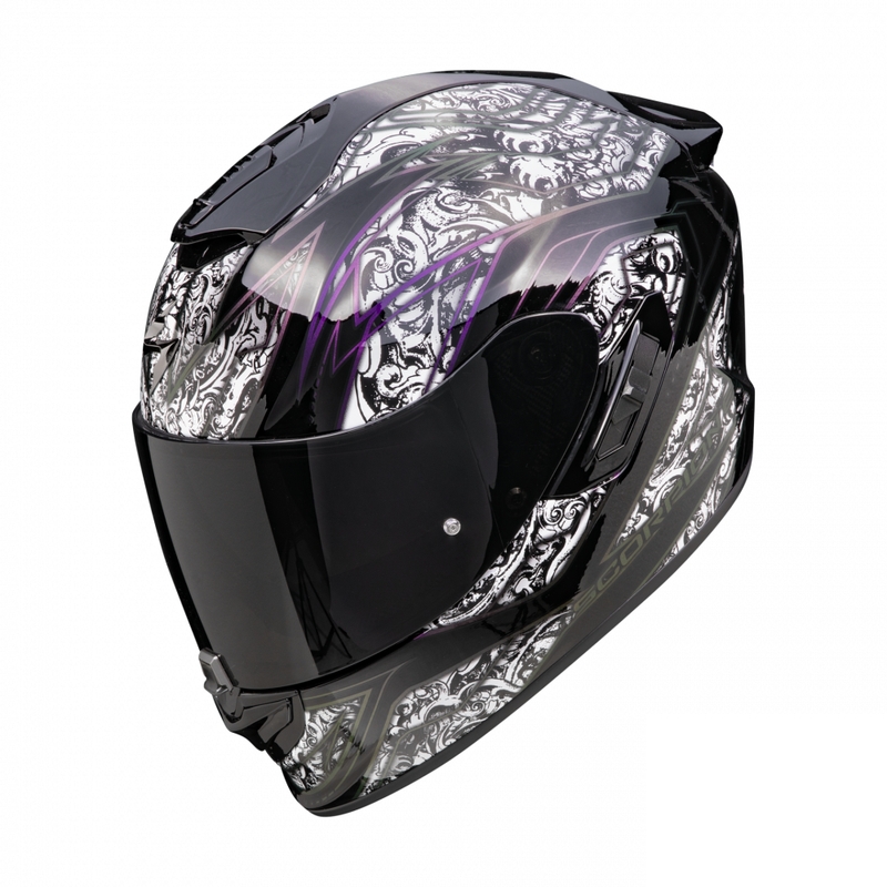 Cască integrală de motocicletă Scorpion EXO-1400 EVO II Air Fantasy negru și alb lichidare