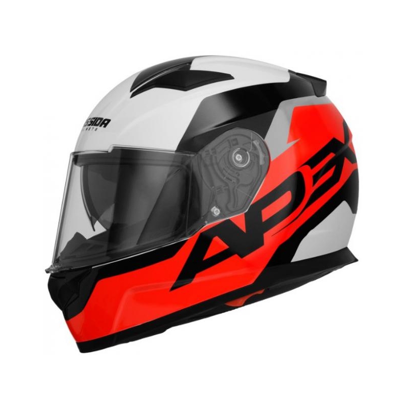 Cască de motociclist Cassida Apex Contrast negru-alb-gri-gri-fluo-roșu