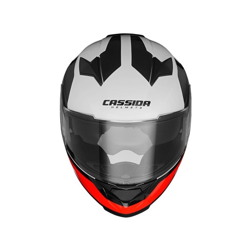 Cască de motociclist Cassida Apex Contrast negru-alb-gri-gri-fluo-roșu