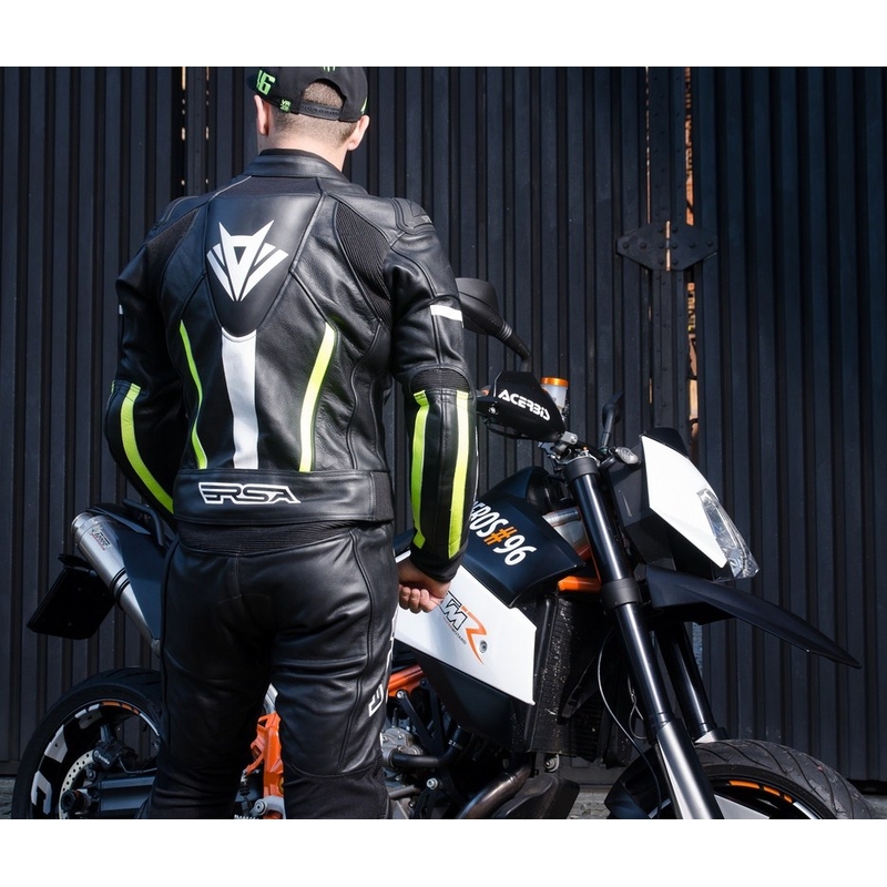 Jacheta de motociclete pentru bărbați RSA Virus negru-alb-alb-fluo galben výprodej lichidare