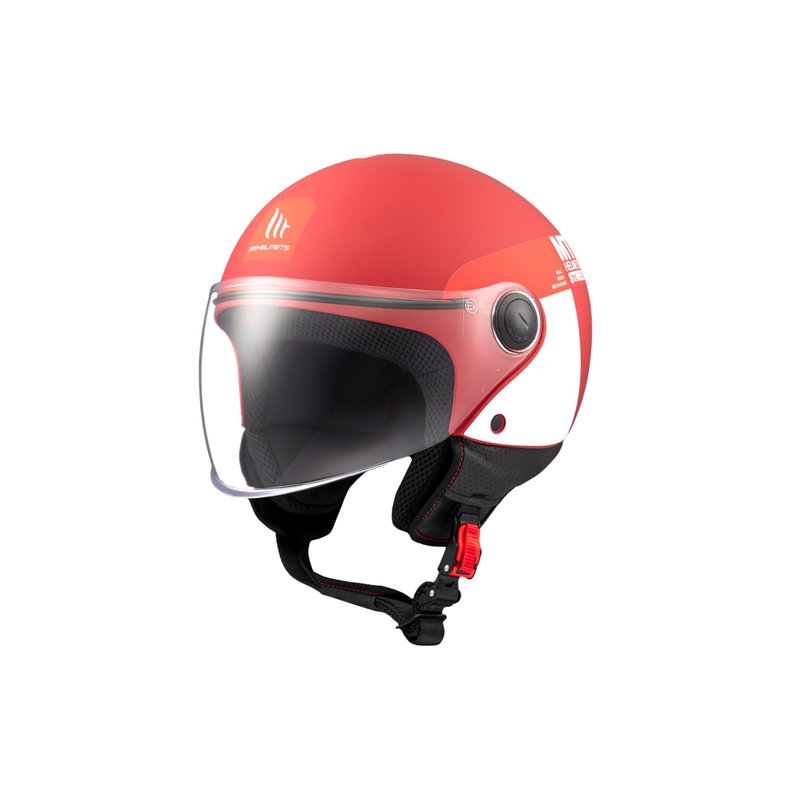 Casca moto deschisa MT STREET INBOARD C5 rosu-alb mat
