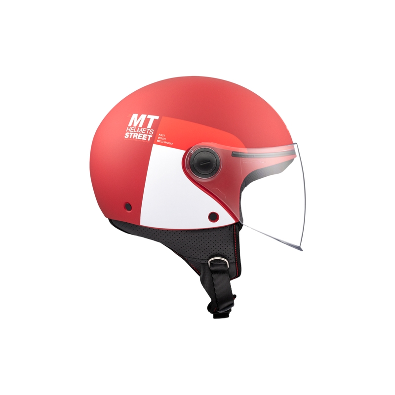 Casca moto deschisa MT STREET INBOARD C5 rosu-alb mat