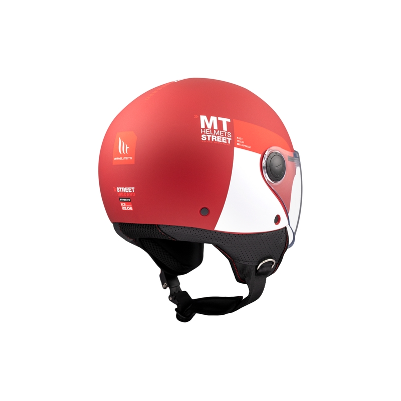Casca moto deschisa MT STREET INBOARD C5 rosu-alb mat