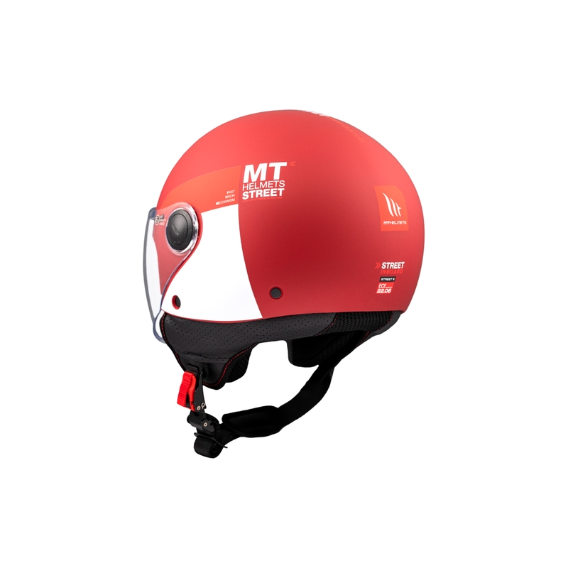 Casca moto deschisa MT STREET INBOARD C5 rosu-alb mat