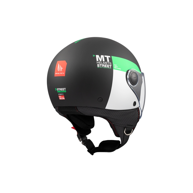 Casca moto deschisa MT STREET INBOARD D6 negru-verde mat