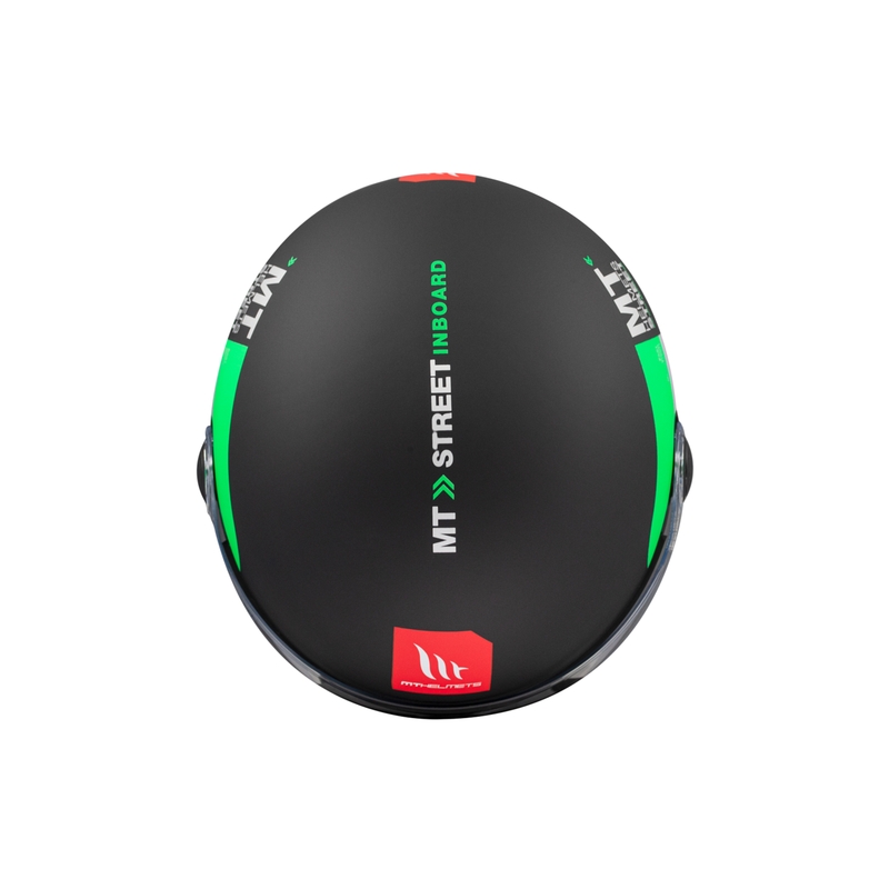Casca moto deschisa MT STREET INBOARD D6 negru-verde mat