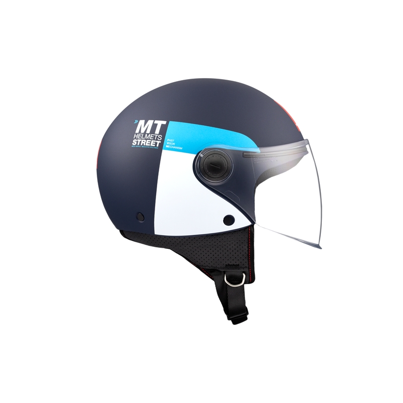 Casca moto deschisa MT STREET INBOARD C7 albastru-alb mat