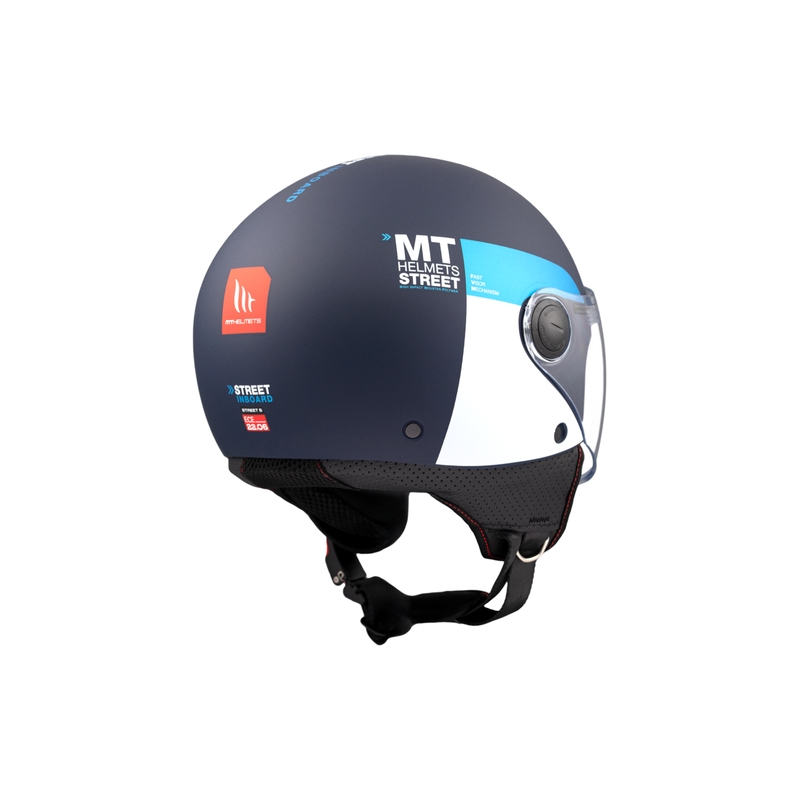 Casca moto deschisa MT STREET INBOARD C7 albastru-alb mat