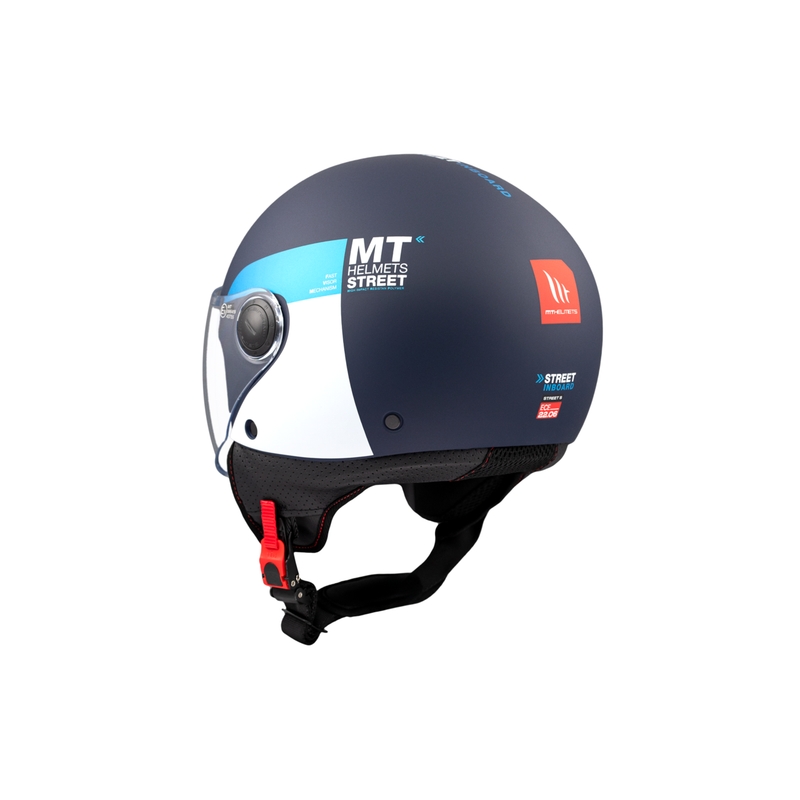 Casca moto deschisa MT STREET INBOARD C7 albastru-alb mat
