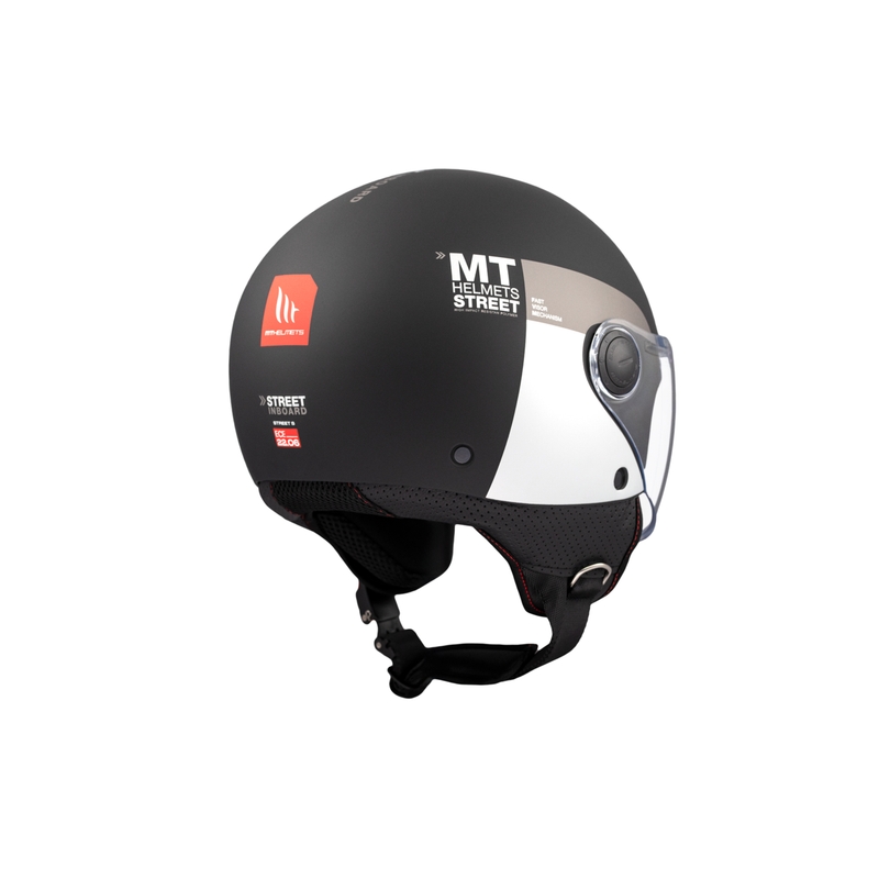 Cască de motocicletă deschisă MT STREET INBOARD D2 negru mat-argintiu