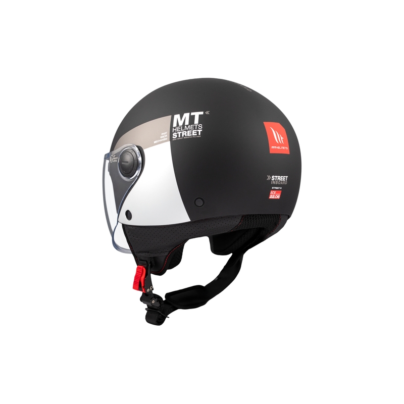 Cască de motocicletă deschisă MT STREET INBOARD D2 negru mat-argintiu