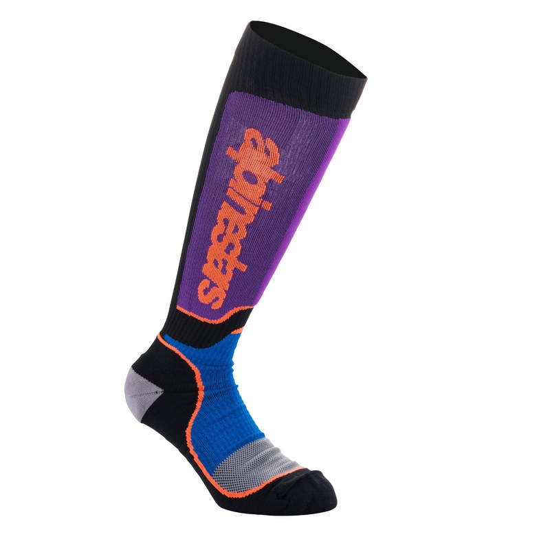 Șosete Alpinestars MX Plus negru-portocaliu-violet-albastru-gri