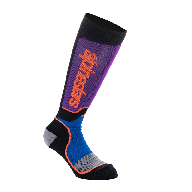 Șosete Alpinestars MX Plus pentru copii Negru-Portocaliu-Violet-Albastru-Gri
