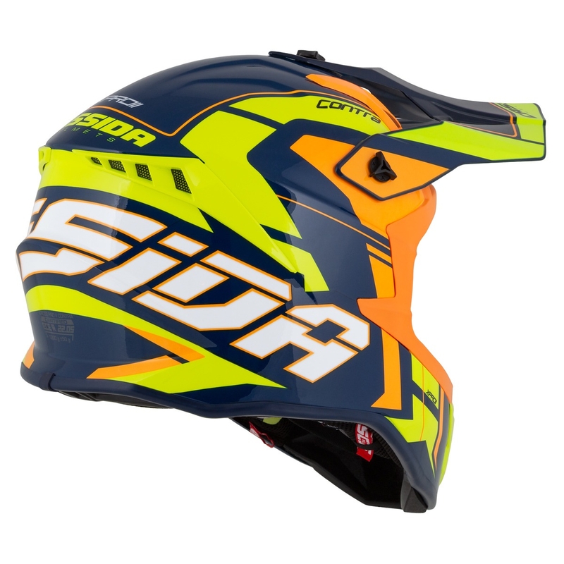 Casca motocross Cassida Cross Pro 2 Contra galben-portocaliu-albastru fluo