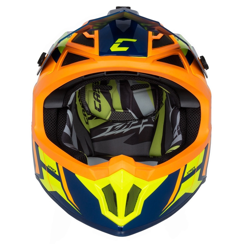 Casca motocross Cassida Cross Pro 2 Contra galben-portocaliu-albastru fluo