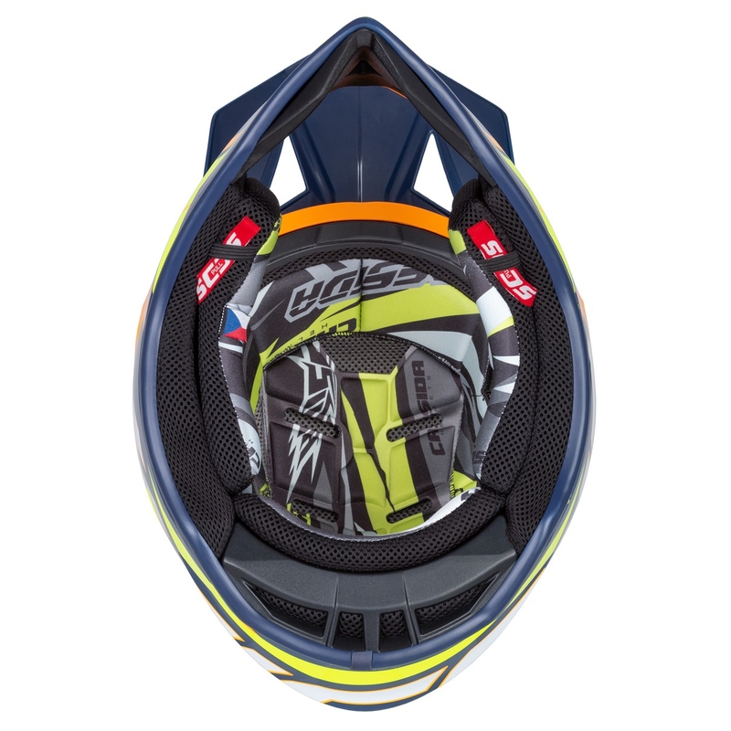 Casca motocross Cassida Cross Pro 2 Contra galben-portocaliu-albastru fluo