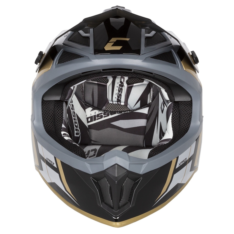 Casca de motocross Cassida Cross Pro 2 Contra auriu-gri perlat-negru
