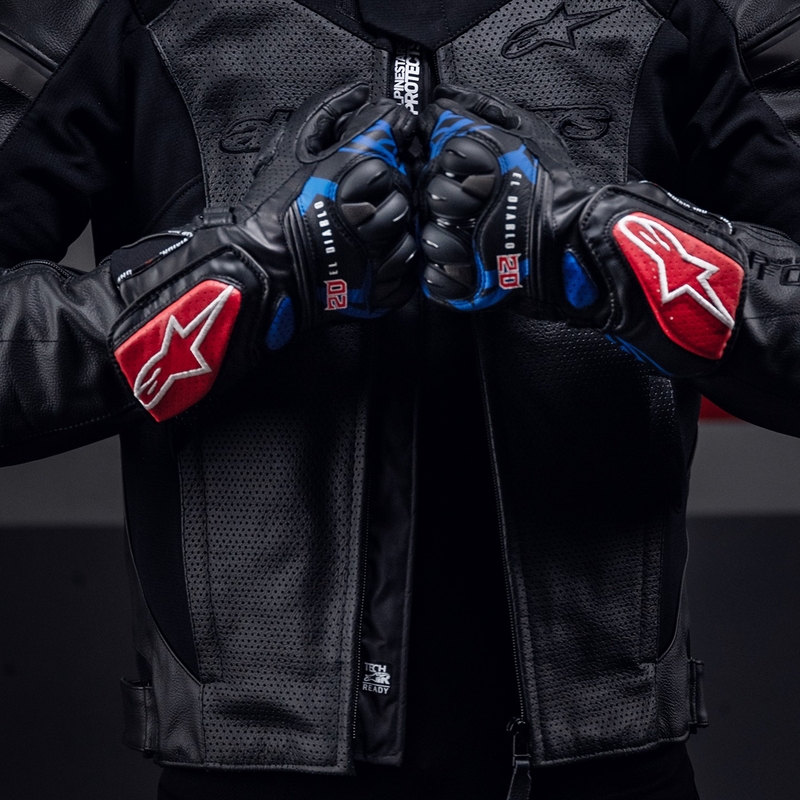 Mănuși moto Alpinestars SP-8 3 Monster FQ20 negru-roșu-albastru-alb