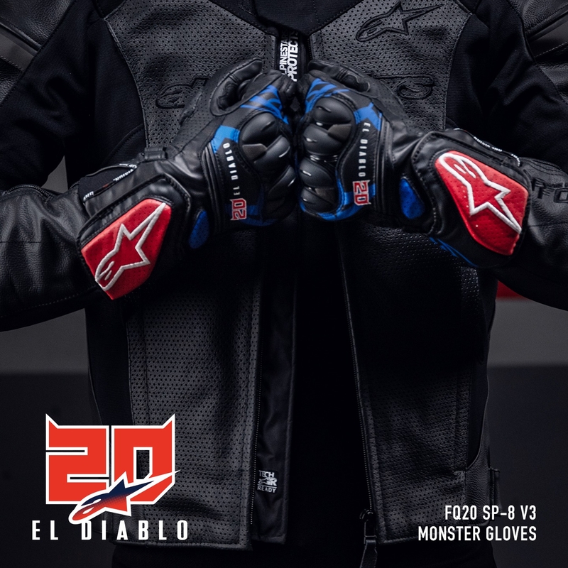 Mănuși moto Alpinestars SP-8 3 Monster FQ20 negru-roșu-albastru-alb