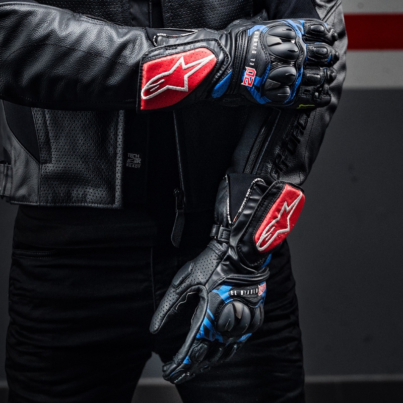 Mănuși moto Alpinestars SP-8 3 Monster FQ20 negru-roșu-albastru-alb