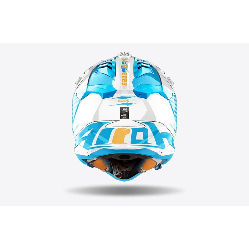 Casca de motocross Airoh Aviator 3 Six Days Argentina Albastru lucios