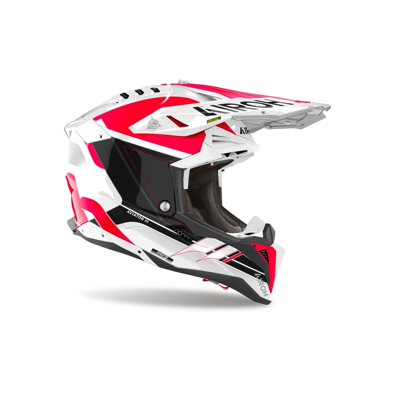 Cască de motocross Airoh Aviator 3 Saber, roșie lucioasă