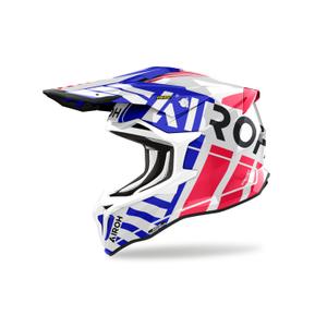 Casca de motocross Airoh Strycker Brave 2024 albastru-rosu lucios