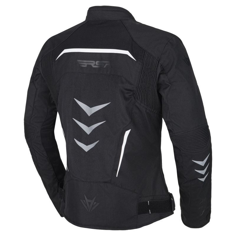 Jachetă de motocicletă RSA Runway negru și alb pentru femei