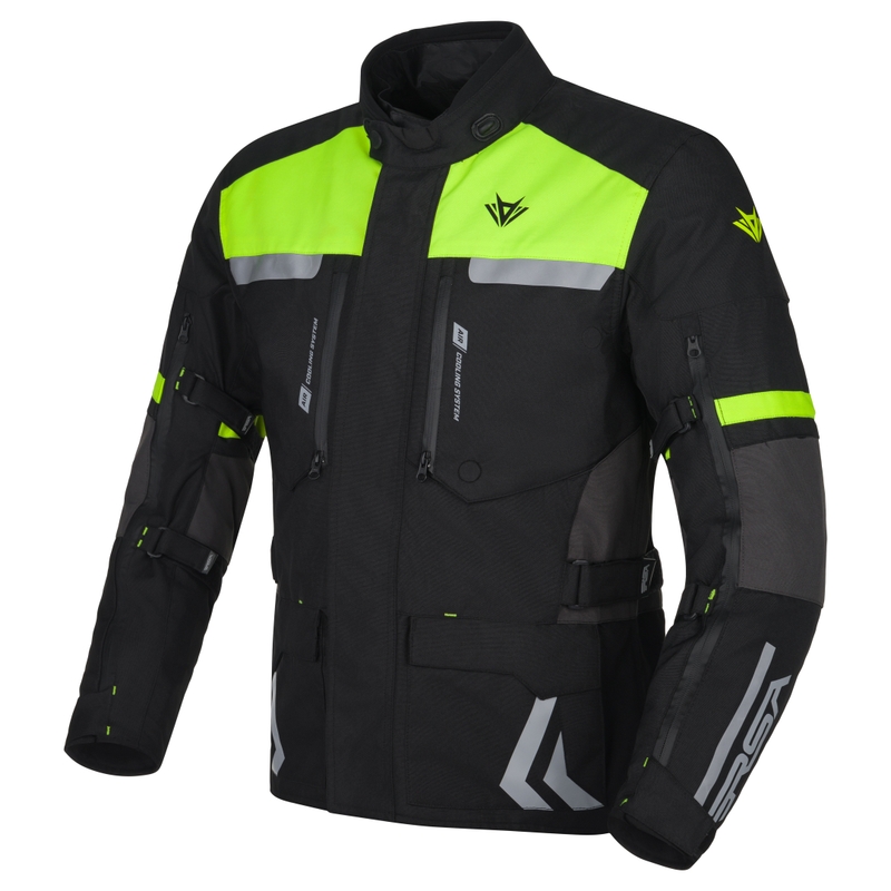 Geacă moto RSA Storm negru-gri-galben fluo