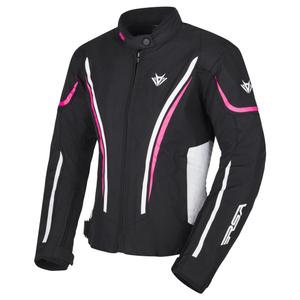 Jachetă de motocicletă RSA Wasp pentru femei, negru, alb și roz