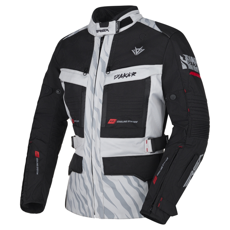 Geaca moto dama RSA Dakar 2 negru-gri-rosu