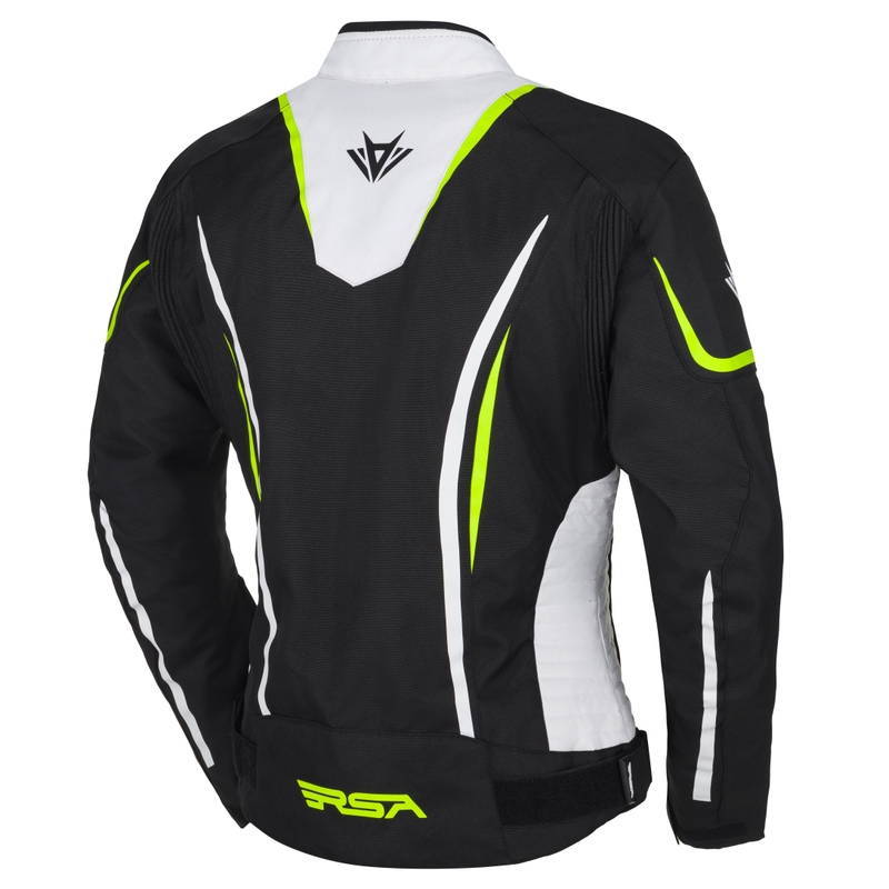Geacă de motocicletă pentru femei RSA Wasp alb-negru-galben fluo