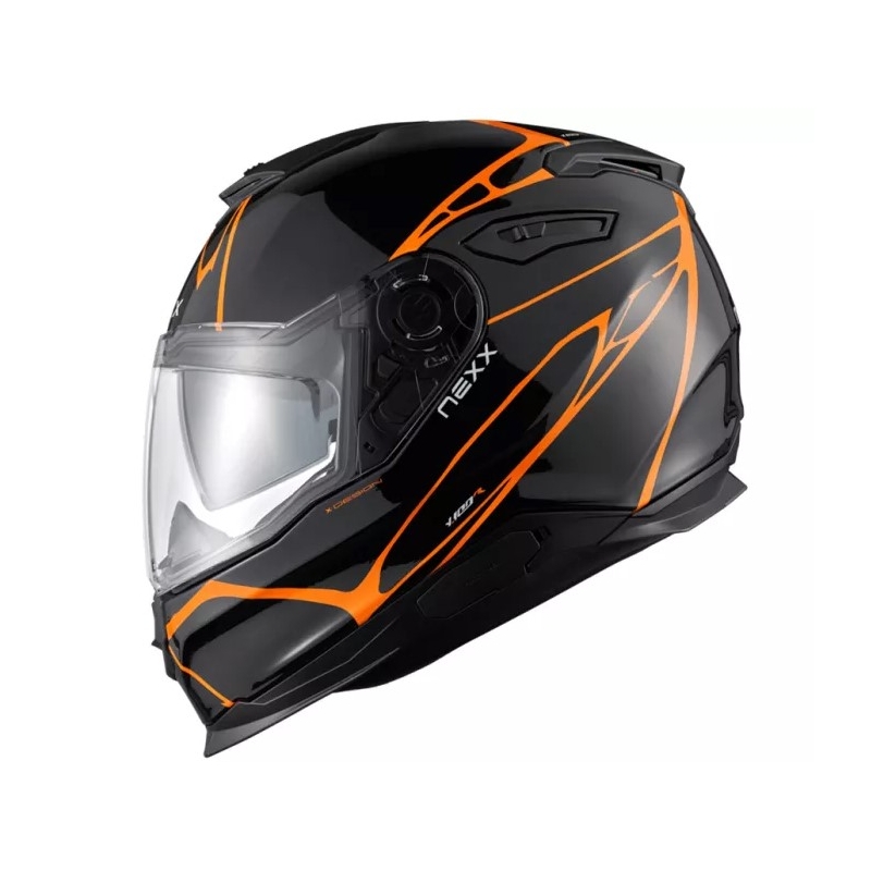 Casca moto integrala Nexx Y.100 B-SIDE negru-portocaliu lichidare