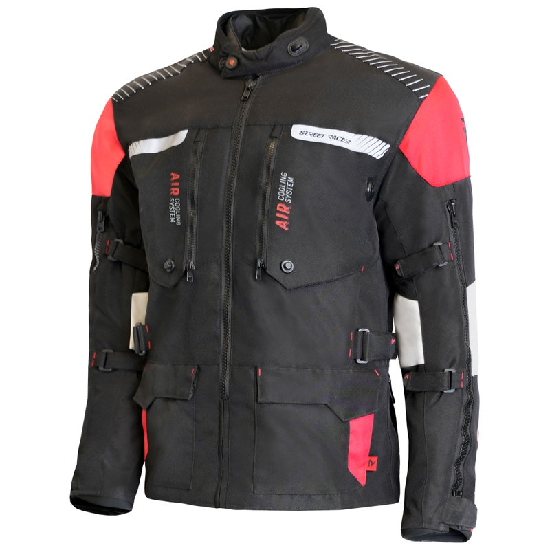 Jachetă de motocicletă Street Racer All Season negru-gri-roșu